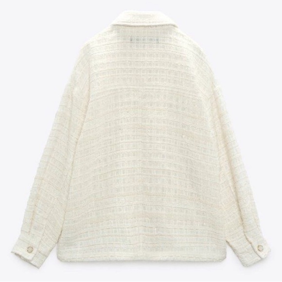 Zara Off-White Tweed Button-Up Jacket - Picture 2 of 9